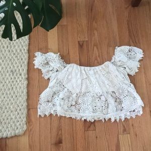 TulaRosa Amelia white crochet top